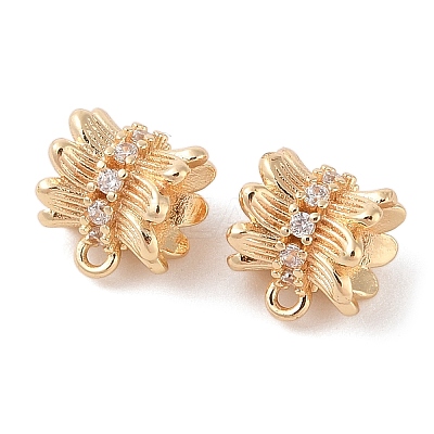 Brass Pave Clear Cubic Zirconia Beads KK-N256-08G-G-1