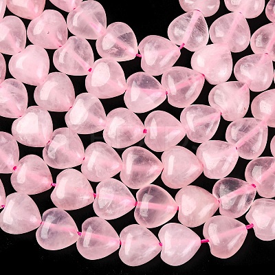 Heart Natural Rose Quartz Beads Strands X-G-G632-01-1