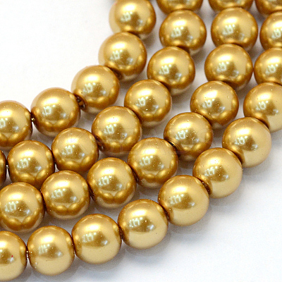 Baking Paint Pearlized Glass Pearl Round Bead Strands HY-Q003-6mm-08-1