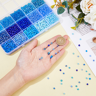 3315Pcs 15 Colors Glass Round Seed Beads SEED-DC0001-05-1