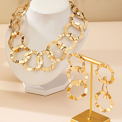 Alloy Ring Link Chain Necklaces & Stud Dangle Earrings Setss FS-WGED5D3-01-1