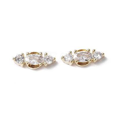 Brass Clear Cubic Zirconia Cabochons KK-A174-10G-1