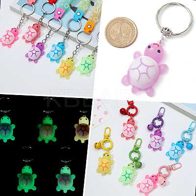 5Pcs 5 Colors PVC Plastic & Resin Tortoise Pendant Decoration HJEW-SP0001-20-1