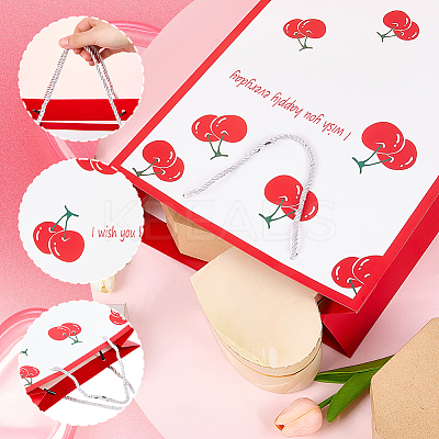 1Pc Valentine's Day Themed Cherry Printed Paper Bags ABAG-SP0001-12-1