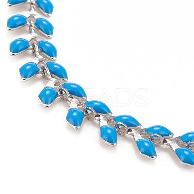 Enamel Wheat Link Chain Necklace NJEW-P220-02P-06-1