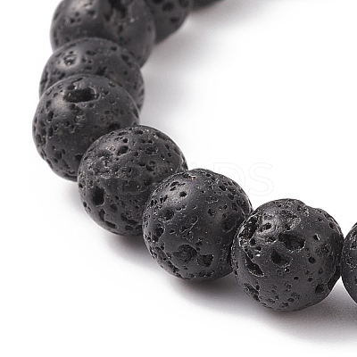 Natural Lava Rock & Lapis Lazuli(Dyed) Stretch Bracelet BJEW-TA00148-1