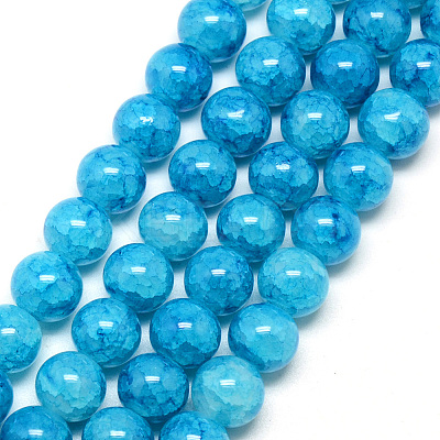 Baking Paint Crackle Glass Bead Strands DGLA-Q023-8mm-YS77-1