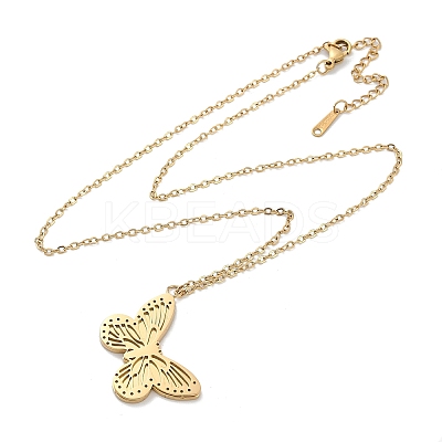 Butterfly 304 Stainless Steel Pendant Necklaces NJEW-L157-06G-1