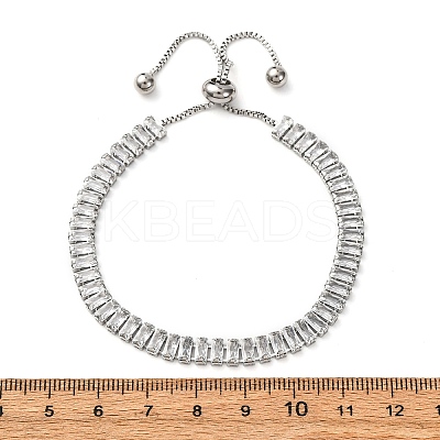 304 Stainless Steel with Clear Cubic Zirconia Link Chain Bracelets BJEW-G754-03P-01-1