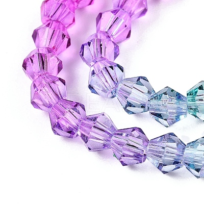 Gradient Color Baking Paint Glass Bead Strands DGLA-A039-T4mm-A011-1