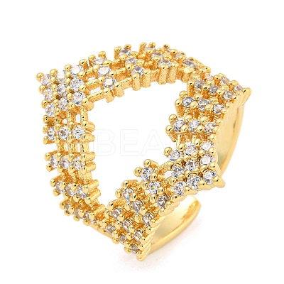 Crown Clear Cubic Zirconia Open Cuff Ring RJEW-L121-033G-1