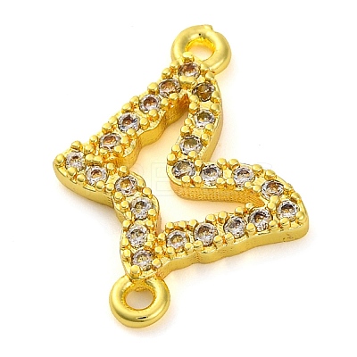 Brass Micro Pave Clear Cubic Zirconia Butterfly Links Connector Charms KK-A230-03C-G-1