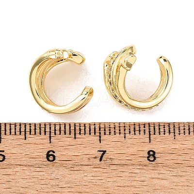 Brass Micro Pave Clear Cubic Zirconia Cuff Earrings EJEW-D328-02G-01-1