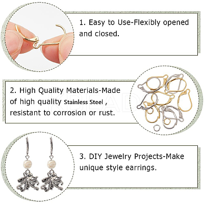 80Pcs 2 Color 304 Stainless Steel Leverback Earring Findings STAS-SP0001-19-1