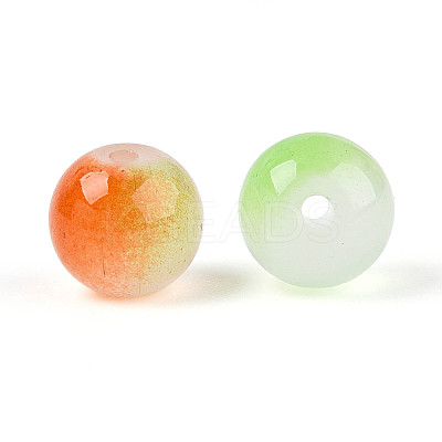 Spray Painting Imitation Jade Glass Beads GLAA-L046-8mm-03C-1