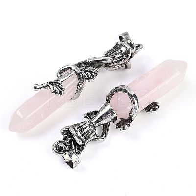 Natural Rose Quartz Faceted Double Termimal Pointed Big Pendants G-P547-03AS-01A-1