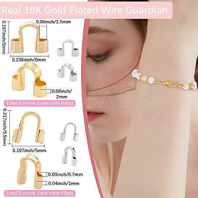 240Pcs 4 Styles Brass Wire Guardian and Protectors KK-BBC0019-11-1