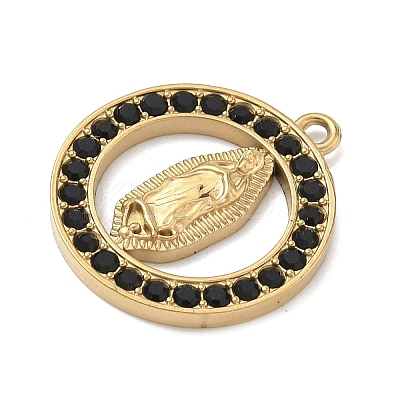 304 Stainless Steel & Rhinestone Pendants STAS-G371-09C-02G-1