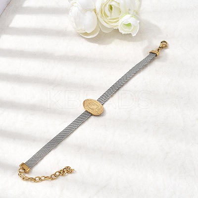 304 Stainless Steel Virgin Mary Bangles for Women BJEW-K295-01B-GP-1