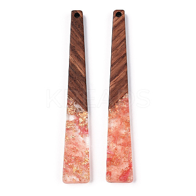 Transparent Resin & Walnut Wood Big Pendants RESI-N039-68E-1