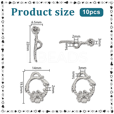 10Pcs 304 Stainless Steel Toggle Clasps STAS-PH0005-79-1