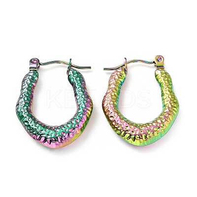 Ion Plating(IP) Rainbow Color 304 Stainless Steel Teardrop Chunky Hoop Earrings for Women EJEW-G293-14M-1