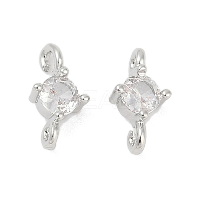 Brass Clear Cubic Zirconia Connector Charms KK-Z094-10P-1