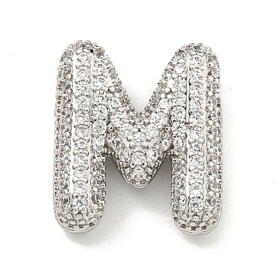 Platinum Plated Brass Micro Pave Cubic Zirconia Pendants KK-L073-001P-M-1