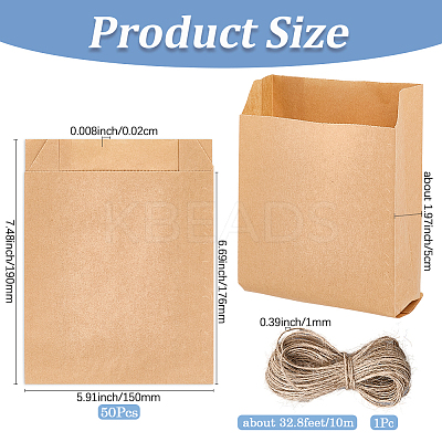 50Pcs Rectangle Paper Baking Bags CARB-SP0001-05C-02-1