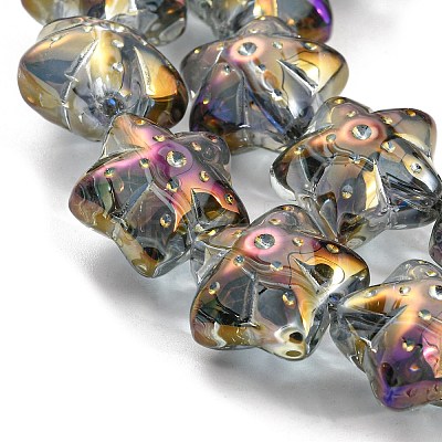 Half Rainbow Plated Electroplate Transparent Glass Beads Strands EGLA-G037-07A-HR02-1