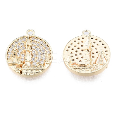 Brass Micro Pave Clear Cubic Zirconia Pendants KK-N216-566LG-1
