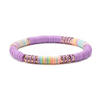 Synthetic Hematite & Polymer Clay Heishi Beads Stretch Bracelets Set BJEW-JB07381-1