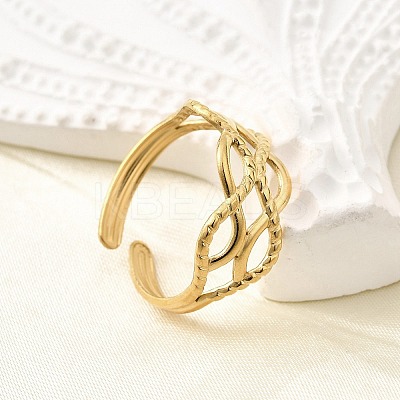 304 Stainless Steel Adjustable Open Cuff Rings for Women RJEW-U062-01E-G-1
