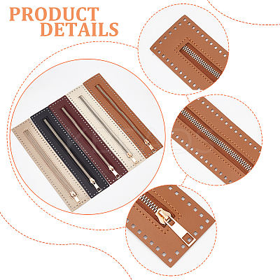 5Pcs 5 Colors PU Imitation Leather Purse Zippers PURS-WR0006-91-1