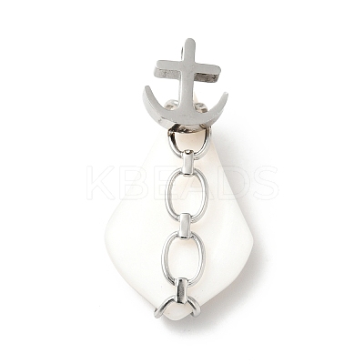Natural White Shell Pendants SSHEL-G025-01P-1