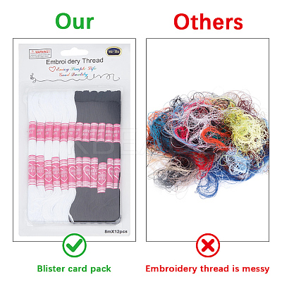 12 Skeins 6-Ply Polycotton(Polyester Cotton) Embroidery Floss DIY-CY0002-94C-1