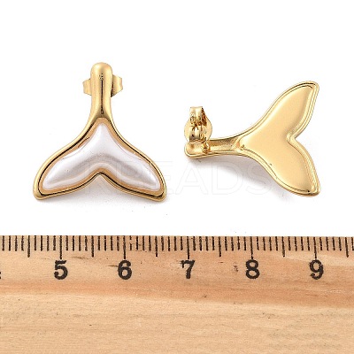 201 Stainless Steel Mermaid Tail Stud Earrings EJEW-P304-01G-1