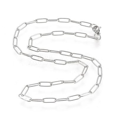 Non-Tarnish 304 Stainless Steel Paperclip Chain Necklace NJEW-M183-04P-1