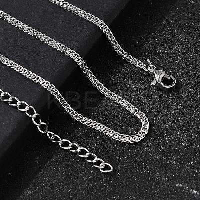 2MM 304 Stainless Steel Wheat Chain Necklaces for Men STAS-V011-03C-P-1