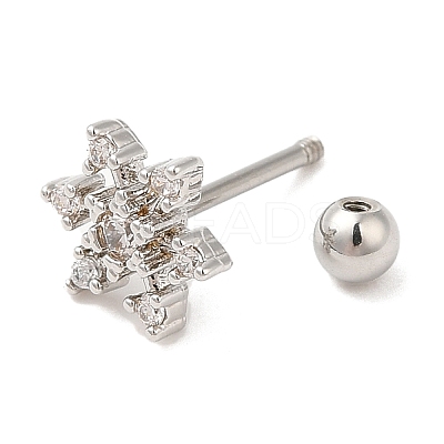 Brass Micro Pave Clear Cubic Zirconia Stud Earrings EJEW-L265-06P-1