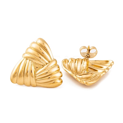 Ion Plating(IP) Triangle 304 Stainless Steel Stud Earrings for Women EJEW-L272-024G-1