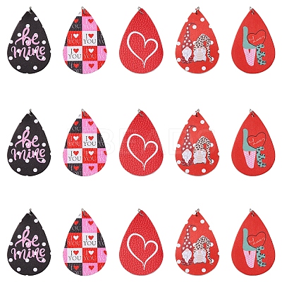 10Pcs 5 Colors PU Leather Big Pendants FIND-FS0003-75-1