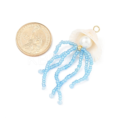 Natural Shell & Glass Pearl Big Pendants PALLOY-FS00032-1