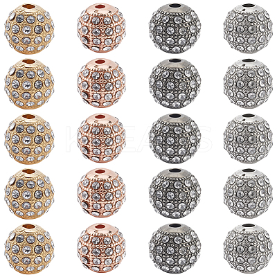 20Pcs 4 Colors Alloy Rhinestone Beads FIND-PA0001-20-1