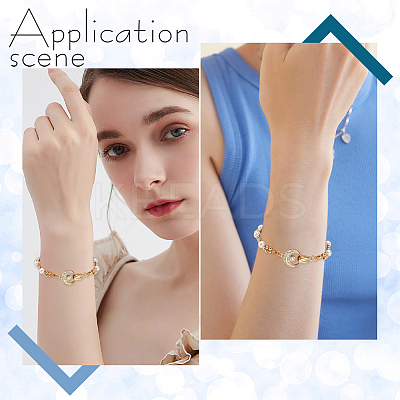 8Pcs 4 Styles Flat Round & Butterfly Brass Clear Cubic Zirconia Fold Over Clasps KK-DC0001-64-1