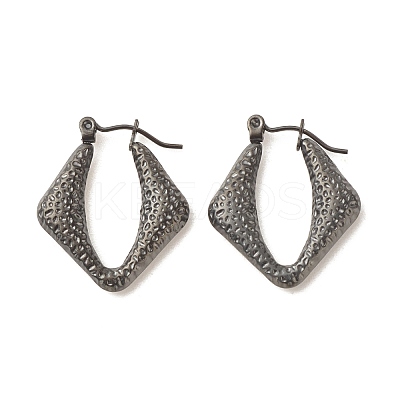 Ion Plating(IP) 304 Stainless Steel Chunky Rhombus Hoop Earrings for Women EJEW-K242-01B-1