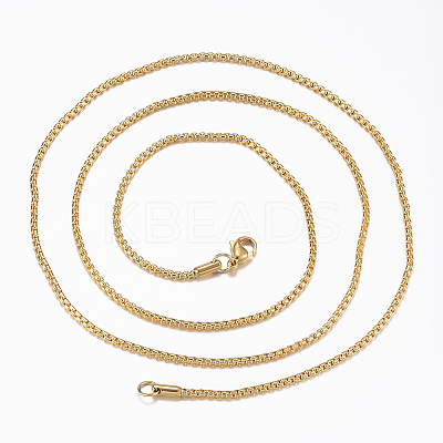 304 Stainless Steel Box Chain Necklaces LS-NJEW-L450-05G-1