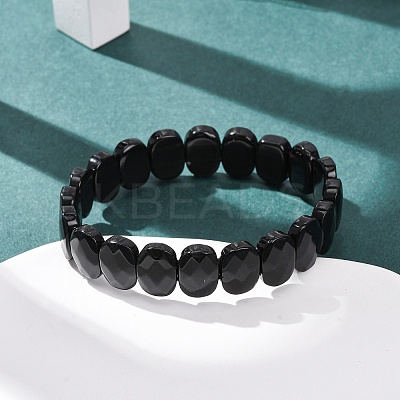 Natural Obsidian Faceted Beaded Stretch Bracelets for Women BJEW-K251-07J-1
