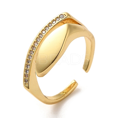 Brass Micro Pave Cubic Zirconia Adjustable Rings RJEW-K259-01A-G-1