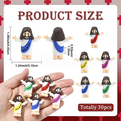 30Pcs 5 Colors Easter PVC Plastic Jesus Display Decoration DJEW-YW0001-10-1